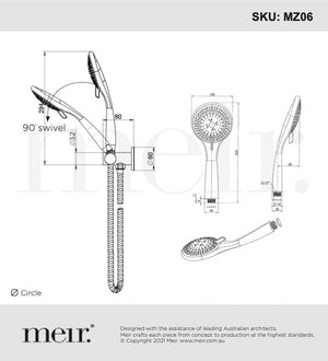 Meir Bathroom tapware Meir Round 3 Function Hand Shower on Bracket | Matte Black