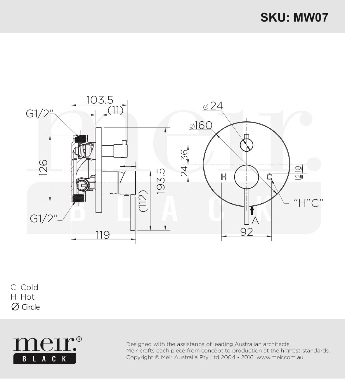 Meir Wall Mixers Meir Round Wall Mixer with Diverter | Chrome