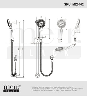 Meir Showers Meir Round 3 Function Slide Shower | Matte Black