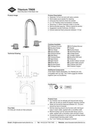 The Watermark Collection Basin Taps Polished Chrome The Watermark Collection Titanium 3 Hole Basin Set