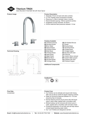 The Watermark Collection Bath Taps Polished Chrome The Watermark Collection Titanium 3 Hole Bath Set with Swan Spout