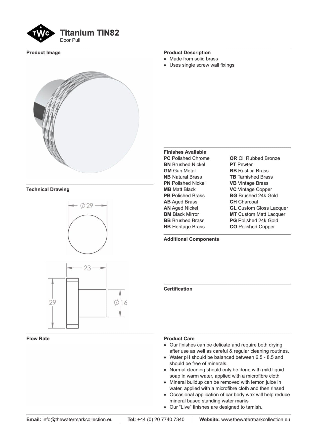 The Watermark Collection Robe Hook Polished Chrome The Watermark Collection Titanium Door Pull