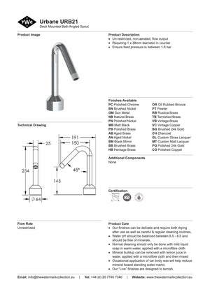 The Watermark Collection Spouts Polished Chrome The Watermark Collection Urbane Hob Mounted Angled Bath Spout