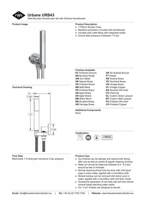 The Watermark Collection Showers Polished Chrome The Watermark Collection Urbane Slimline Hand Shower