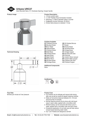 The Watermark Collection Mixer Polished Chrome The Watermark Collection Urbane Hob Mounted Mixer Clockwise Opening | Cooper Handle
