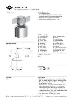 The Watermark Collection Diverter Polished Chrome The Watermark Collection Urbane Hob Mounted 2 Way Diverter | Cooper Handle