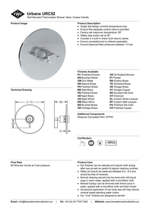 The Watermark Collection Mixer Polished Chrome The Watermark Collection Urbane Thermostatic Shower Mixer | Cooper Handle