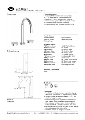 The Watermark Collection Bath Taps The Watermark Collection Zen 3 Hole Bath Set with Swan Spout