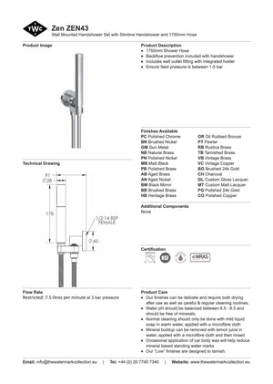 The Watermark Collection Showers Polished Chrome The Watermark Collection Zen Slimline Hand Shower