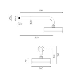 Plumbline Showers Nicolazzi Arena 200mm Wall Mount Rainhead