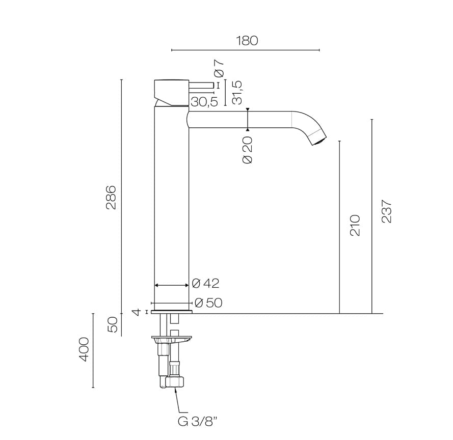 Plumbline Basin Taps Buddy High Curved Spout Basin Mixer