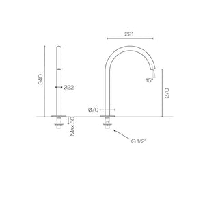 Plumbline Spouts Buddy Round Deck Mount High Spout