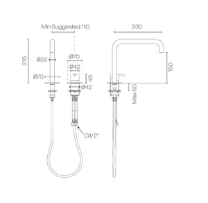 Plumbline Basin Taps Buddy X Square 2 Hole Mixer