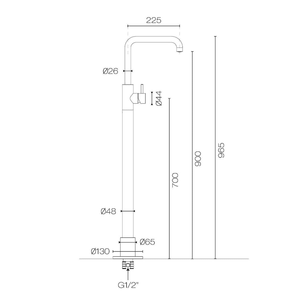 Plumbline Freestanding Bath Fillers Buddy Square Floor Mount Bath Filler