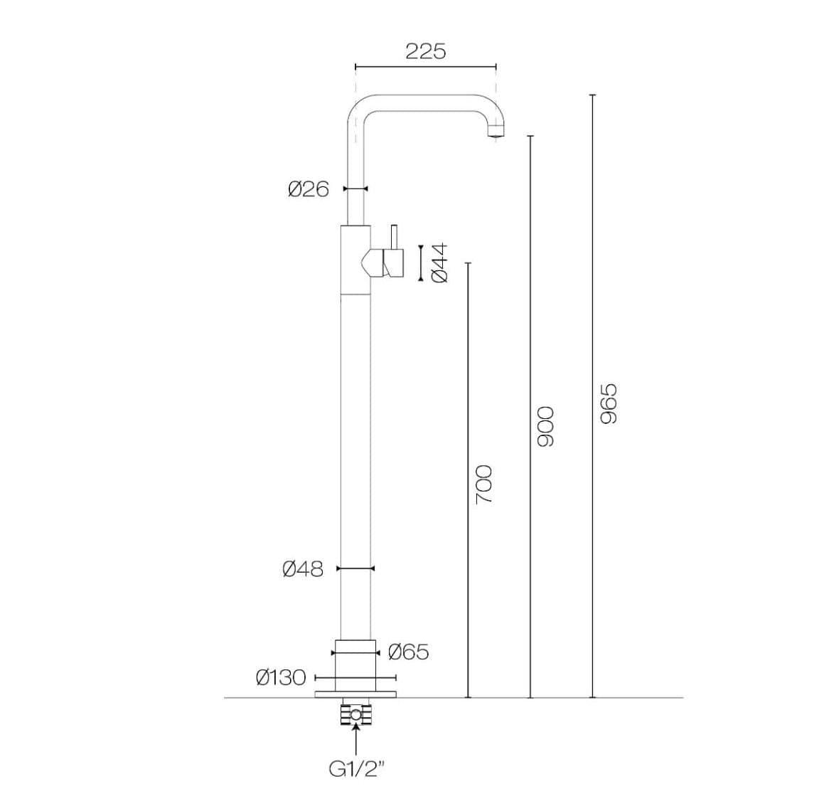 Plumbline Freestanding Bath Fillers Buddy X Square Floor Mount Bath Filler