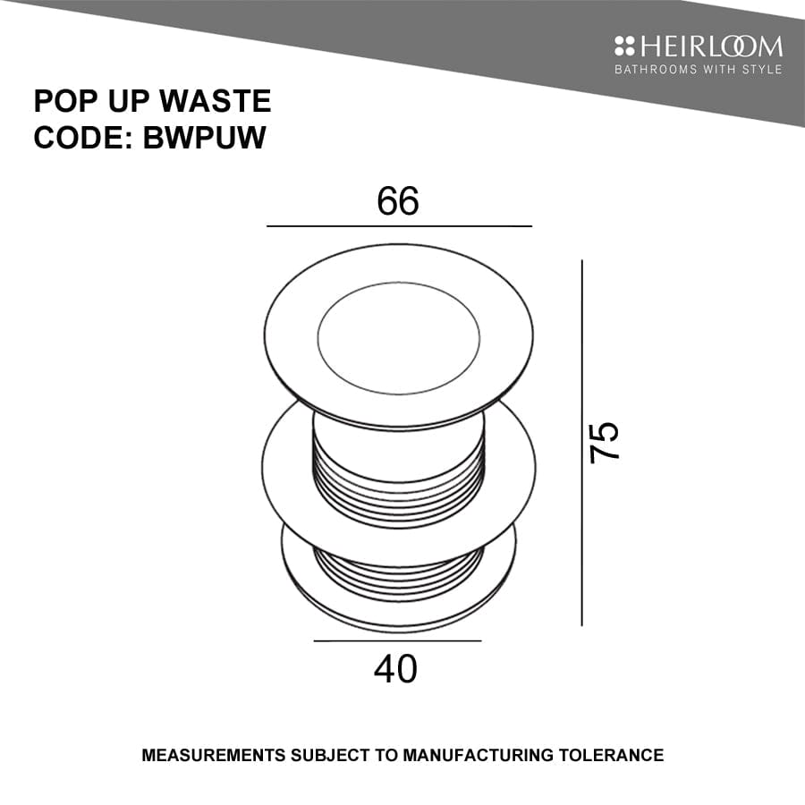 Heirloom Pop Up Waste Heirloom Pop Up Waste 32mm | Chrome