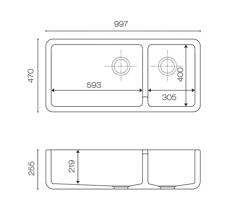 Shaws Edgworth Double 1000 Butler Sink Fireclay Kitchen Sink The