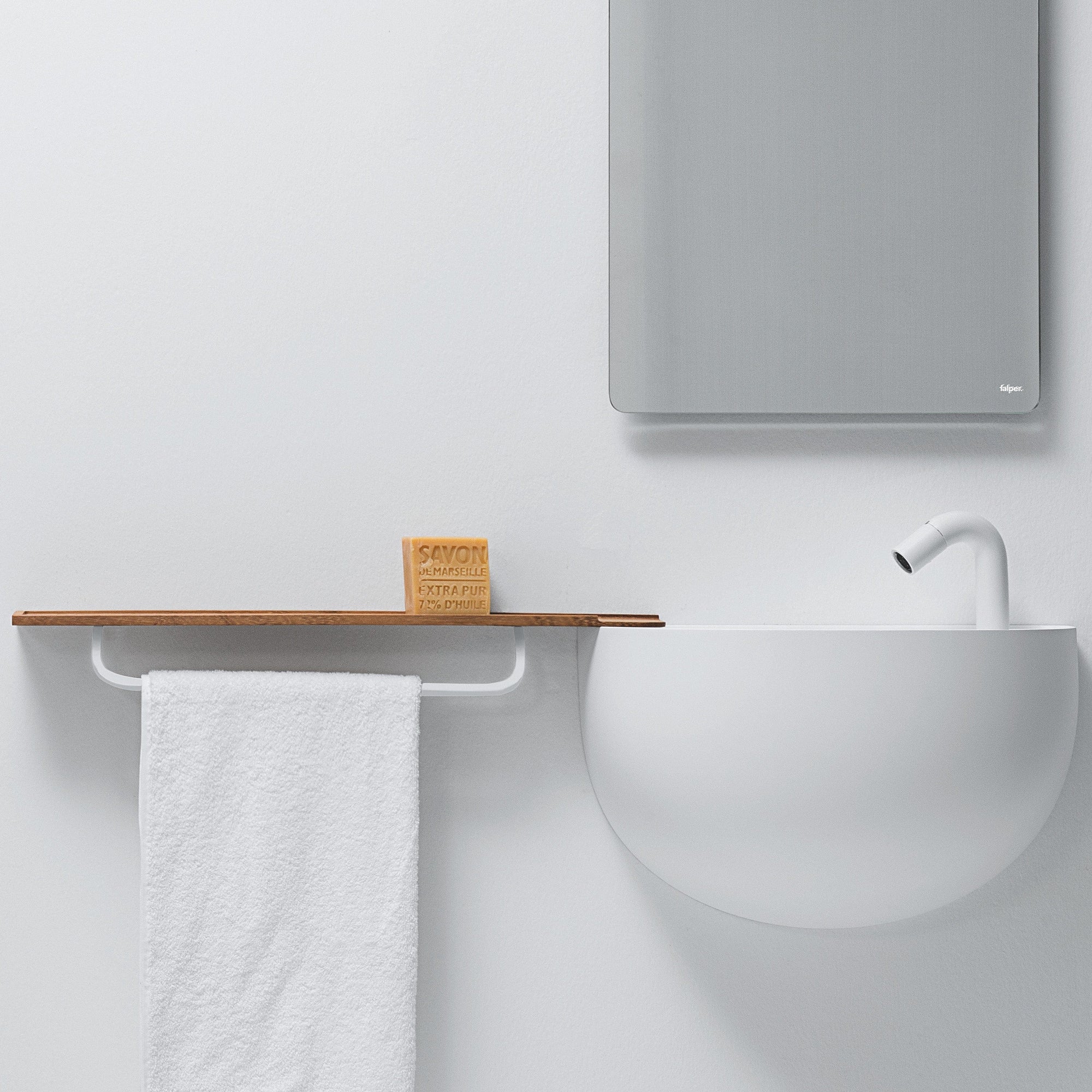 Falper Bathroom Accessories Falper Lavamani Timber Shelf with Towel Rail