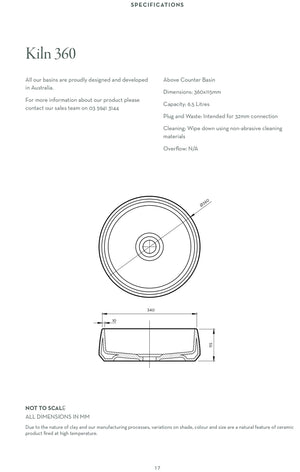 Robert Gordon Basins Robert Gordon Kiln 360 Round Vessel Basin | Saltbush