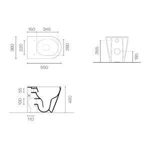 Plumbline Toilets Kube Rimless Floor Mount Toilet | Matte White