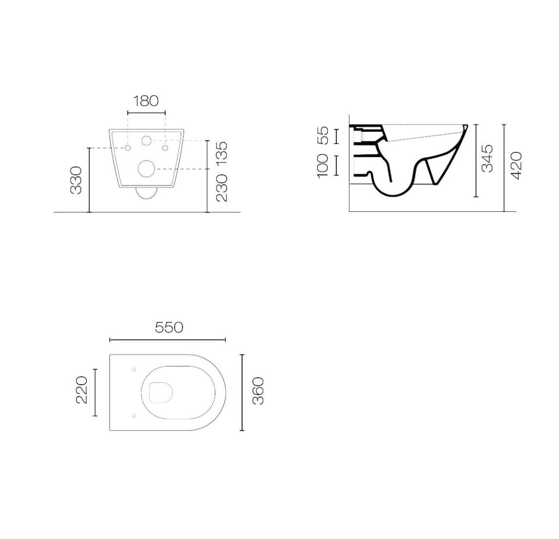 Plumbline Toilets Kube Rimless Wall Hung Toilet | Matte White