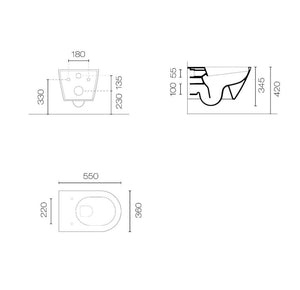 Plumbline Toilets Kube Rimless Wall Hung Toilet | Matte White