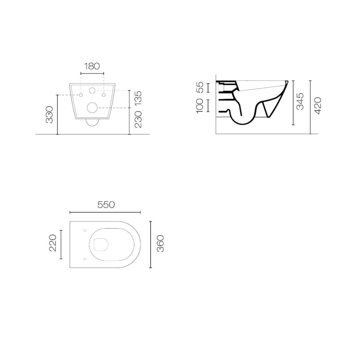 Plumbline Toilets Kube Rimless Wall Hung Toilet with Thick Seat | Gloss White