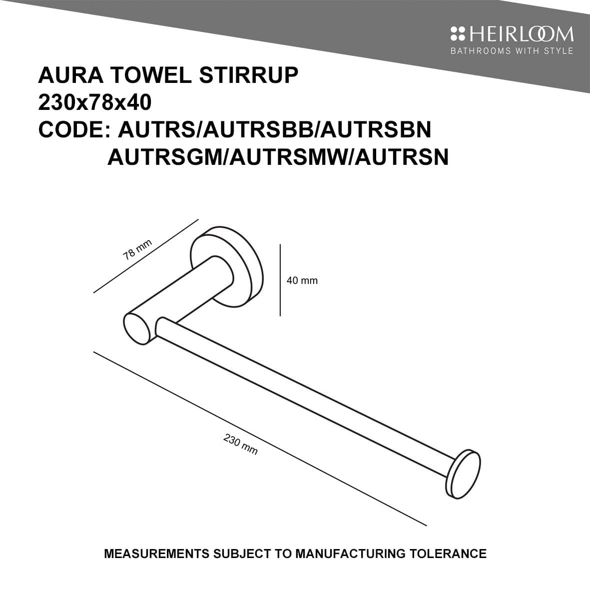 Heirloom Towel Rail Heirloom Aura Towel Stirrup | Chrome