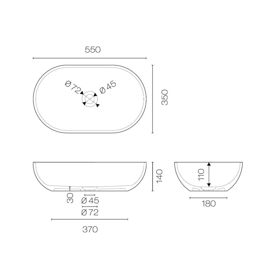 Stone Basin | Marmo Oval Vessel Basin | Tundra Grey - The Kitchen Hub