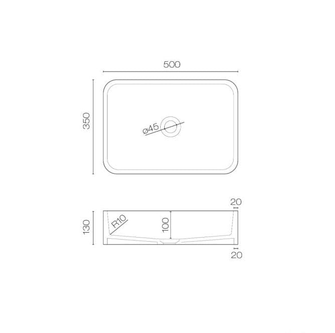 Plumbline Basins Marmo Rectangle Vessel Basin | Tundra Grey