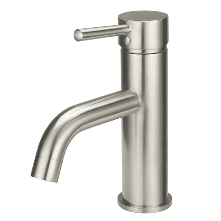 Meir Basin Taps Meir Round Basin Mixer with Curved Spout | Brushed Nickel