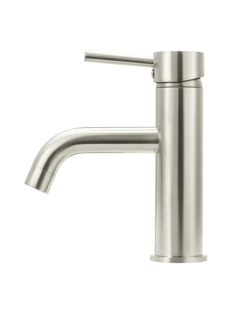 Meir Basin Taps Meir Round Basin Mixer with Curved Spout | Brushed Nickel