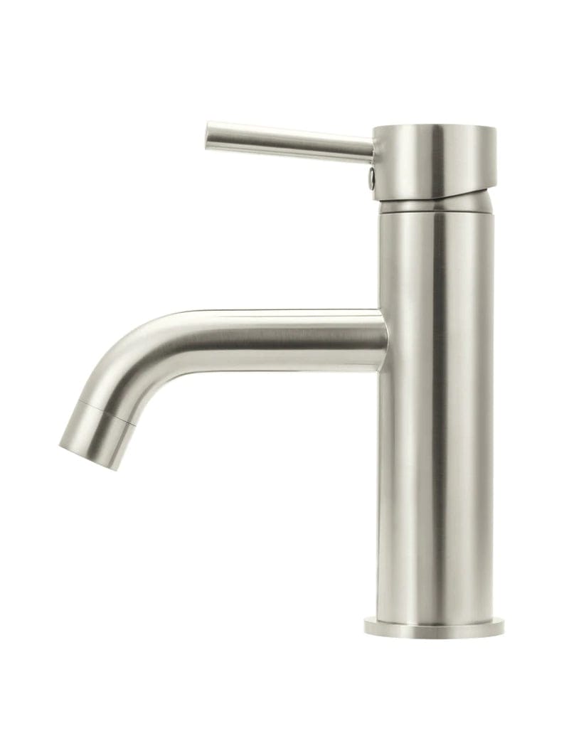 Meir Basin Taps Meir Round Basin Mixer with Curved Spout | Brushed Nickel