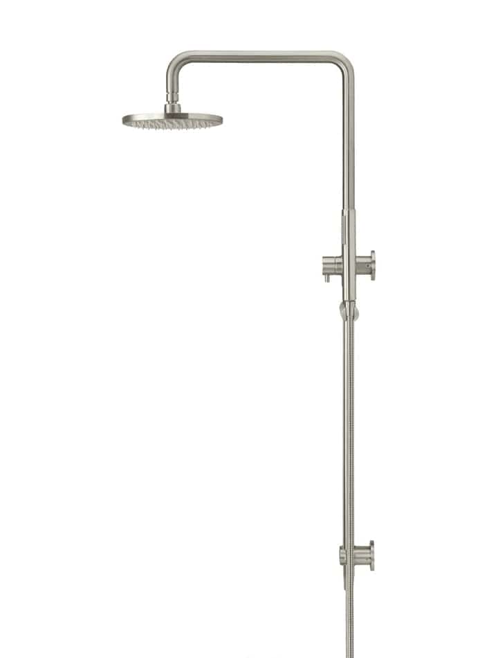 Meir Showers Meir Round Combination Shower Rail with 200mm Rose & Single Function Hand Shower | Brushed Nickel