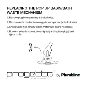Plumbline Pop Up Waste Progetto Pop Up Basin Waste 40mm | Chrome