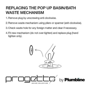 Plumbline Pop Up Waste Progetto Pop Up Basin Waste 32mm | Matte Black