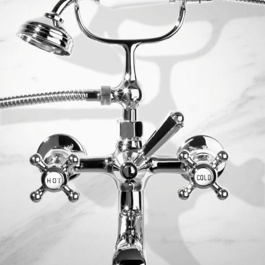 Astra Walker Bath Taps Astra Walker Classic Wall Mounted Bath Mixer with Single Function Hand Shower