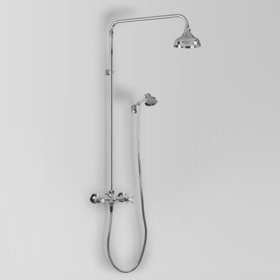 Astra Walker Showers Astra Walker Olde English Exposed Shower Set with Taps, Diverter & Single Function Hand Shower on Wall Hook