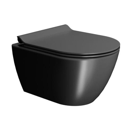 Astra Walker Toilet Astra Walker Pura Petite Wall Mounted Swirlflush Toilet with Slim Seat | Ardesia Black