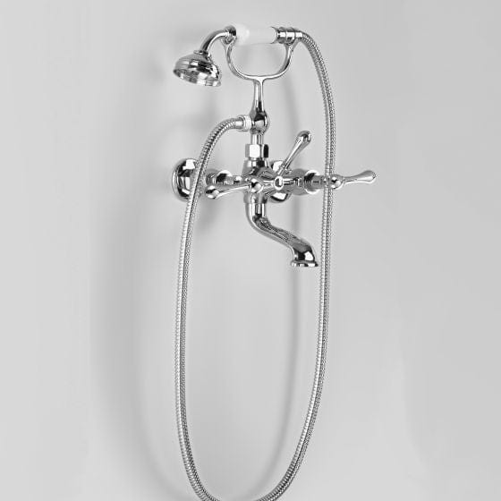 Astra Walker Bath Taps Astra Walker Olde English Wall Mounted Bath Mixer with Single Function Hand Shower