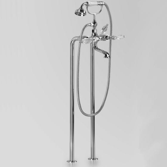 Astra Walker Bath Taps Astra Walker Olde English Floor Mounted Bath Mixer with Single Function Hand Shower