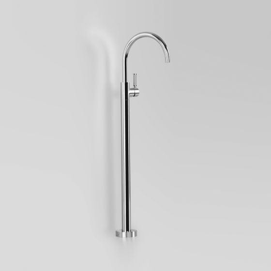 Astra Walker Bath Taps Astra Walker Knurled Icon + Lever Gooseneck Floor Mounted Bath Mixer