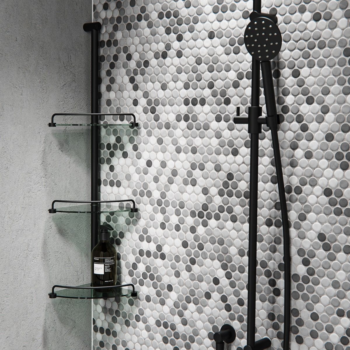Plumbline Bathroom Accessories Progetto 3 Tier Shower Caddy | Matte Black