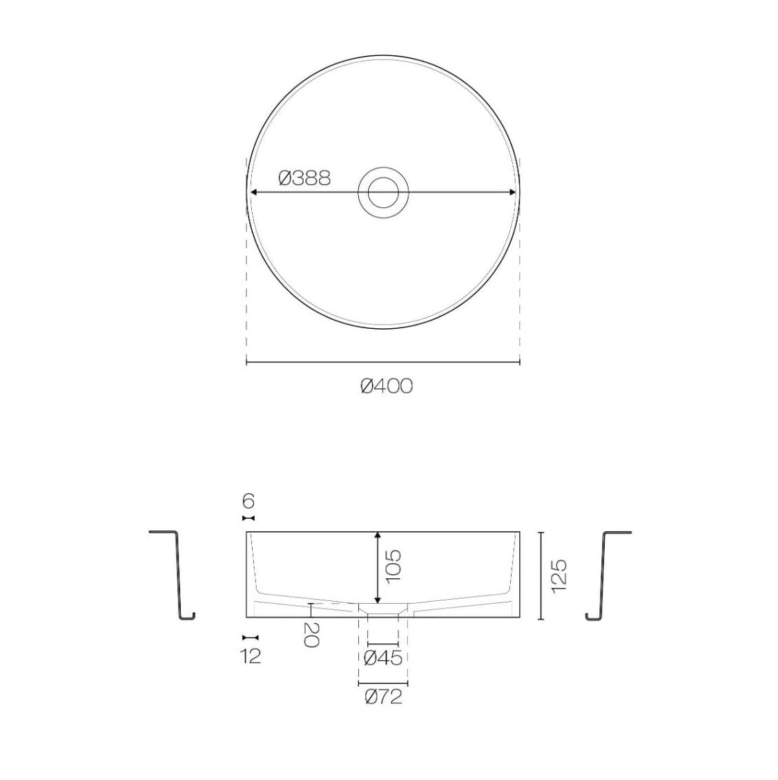 Plumbline Basins Super-Thin Ellipse Round Undermount Basin