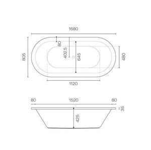 Plumbline Bath Tondo 1680 Oval Inset Bath