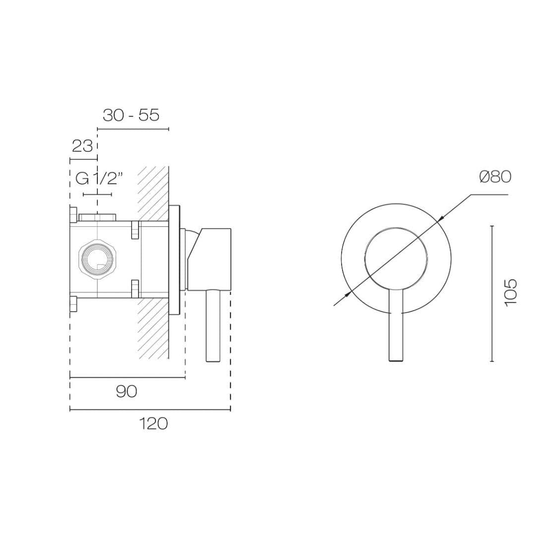 Plumbline Wall Mixers Tube Shower Mixer