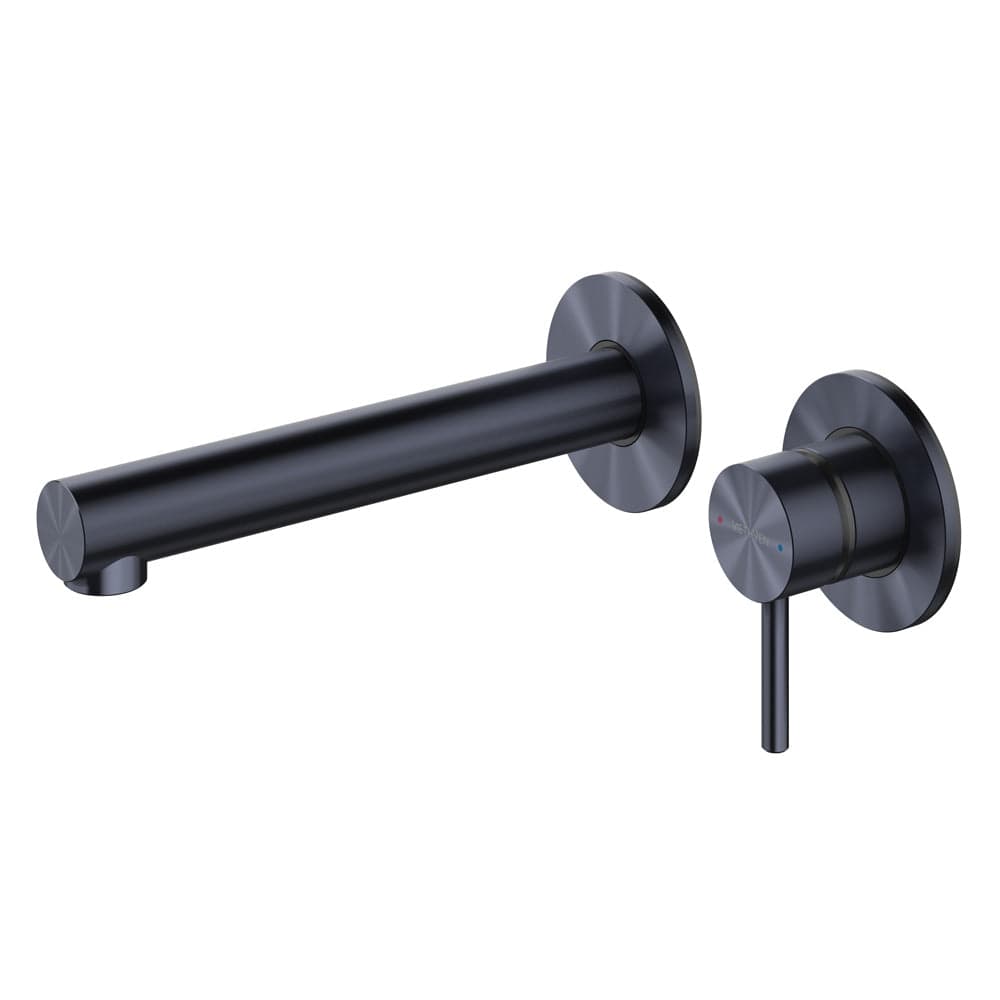 Methven Basin Taps Methven Tūroa Wall Mounted Basin Mixer with Spout | Brushed Gun Metal Black