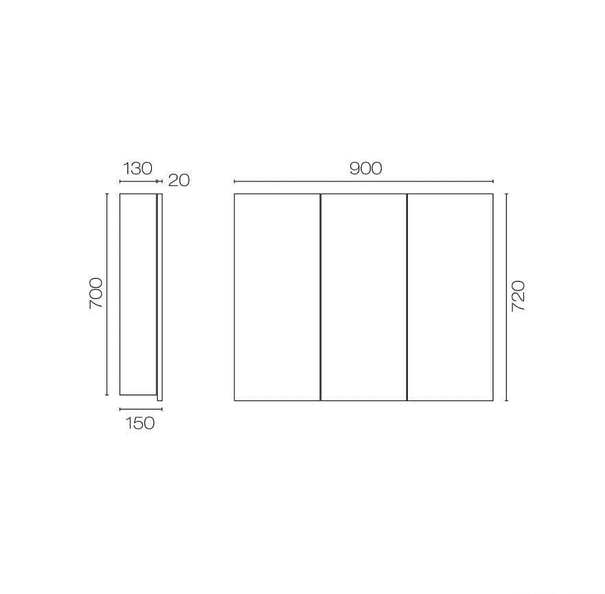 Progetto Bathroom Accessories Vista 900 Mirror Cabinet